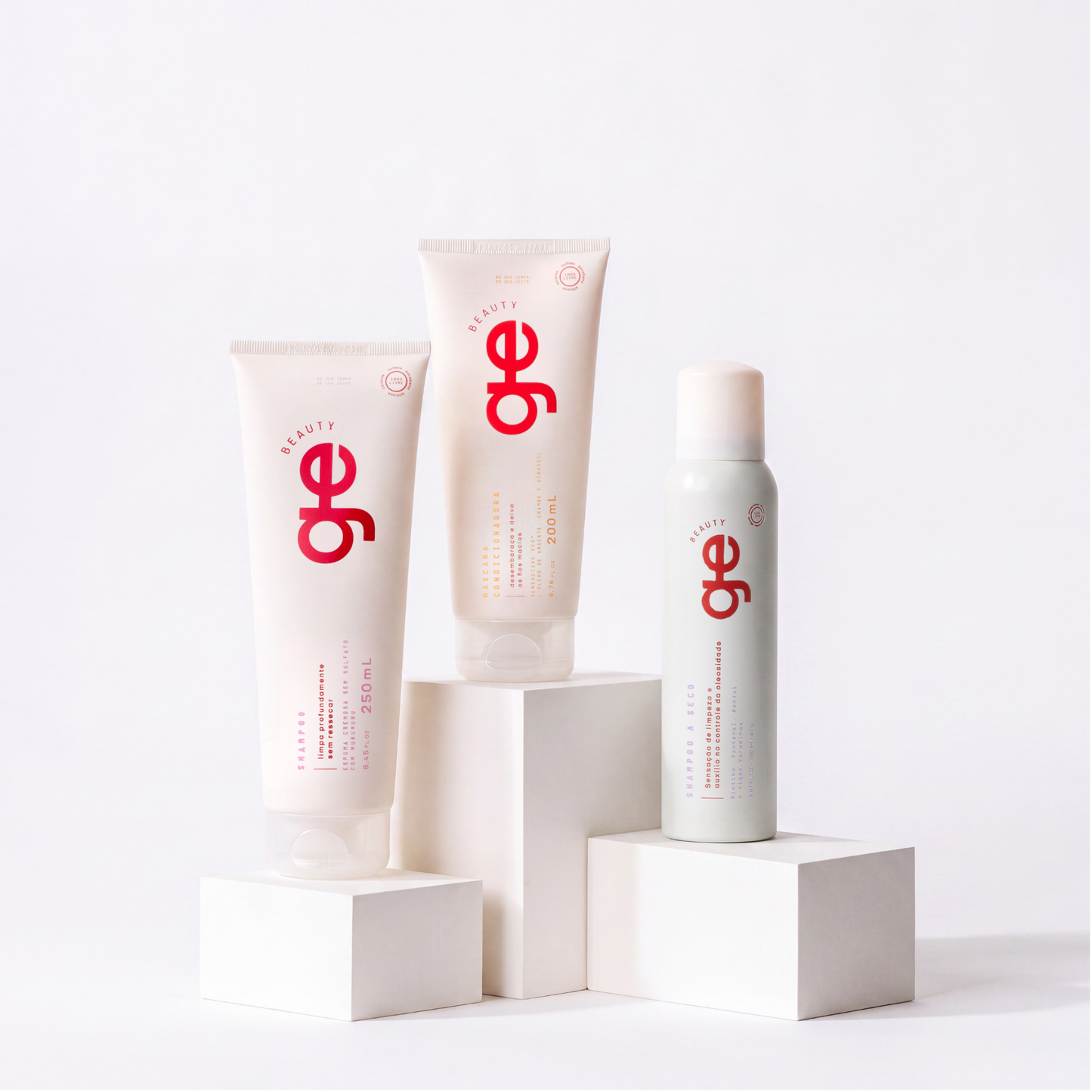 primeira rotina · shampoo, máscara e shampoo a seco