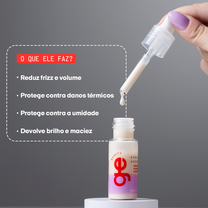 Aplicação do Booster antifrizz GE Beauty em cabelos cacheados para controle de volume