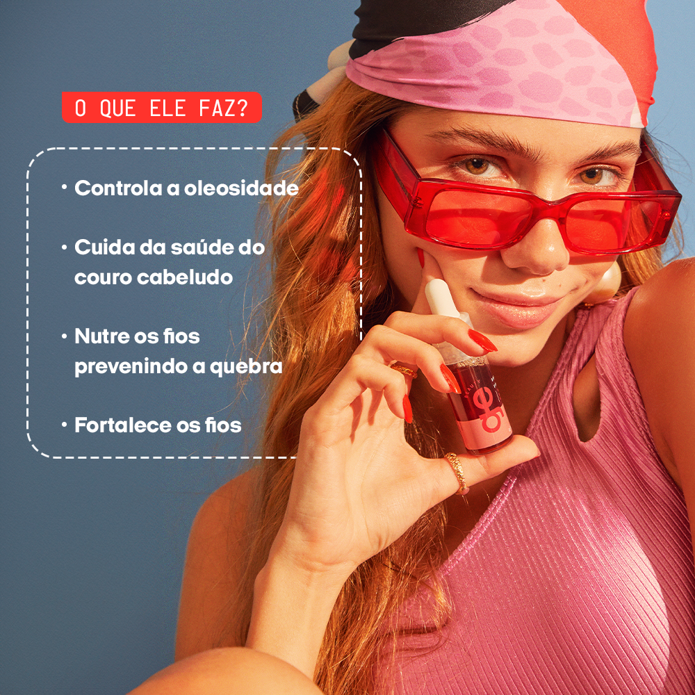 # O que o **BOOSTER FORTIFICANTE** GE Beauty faz?
## Anti queda: controla a oleosidade dos fios
## Cuida da saúde do couro cabeludo
## Nutre os fios prevenindo a quebra
## Fortalece os fios