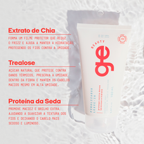 # O que o Leave-in com proteção térmica GE Beauty tem?
## Extrato de chia: forma um filme protetor que reduz o frizz e ajuda a manter a hidratação, protegendo os fios contra a umidade.
## Trehalose: açúcar natural que protege contra danos térmicos, preserva a umidade dentro da fibra e mantém os cabelos macios mesmo em alta umidade.
## Proteína da seda: promove maciez e brilho extra, ajudando a suavizar a textura dos fios e deixando o cabelo mais sedoso e luminoso.