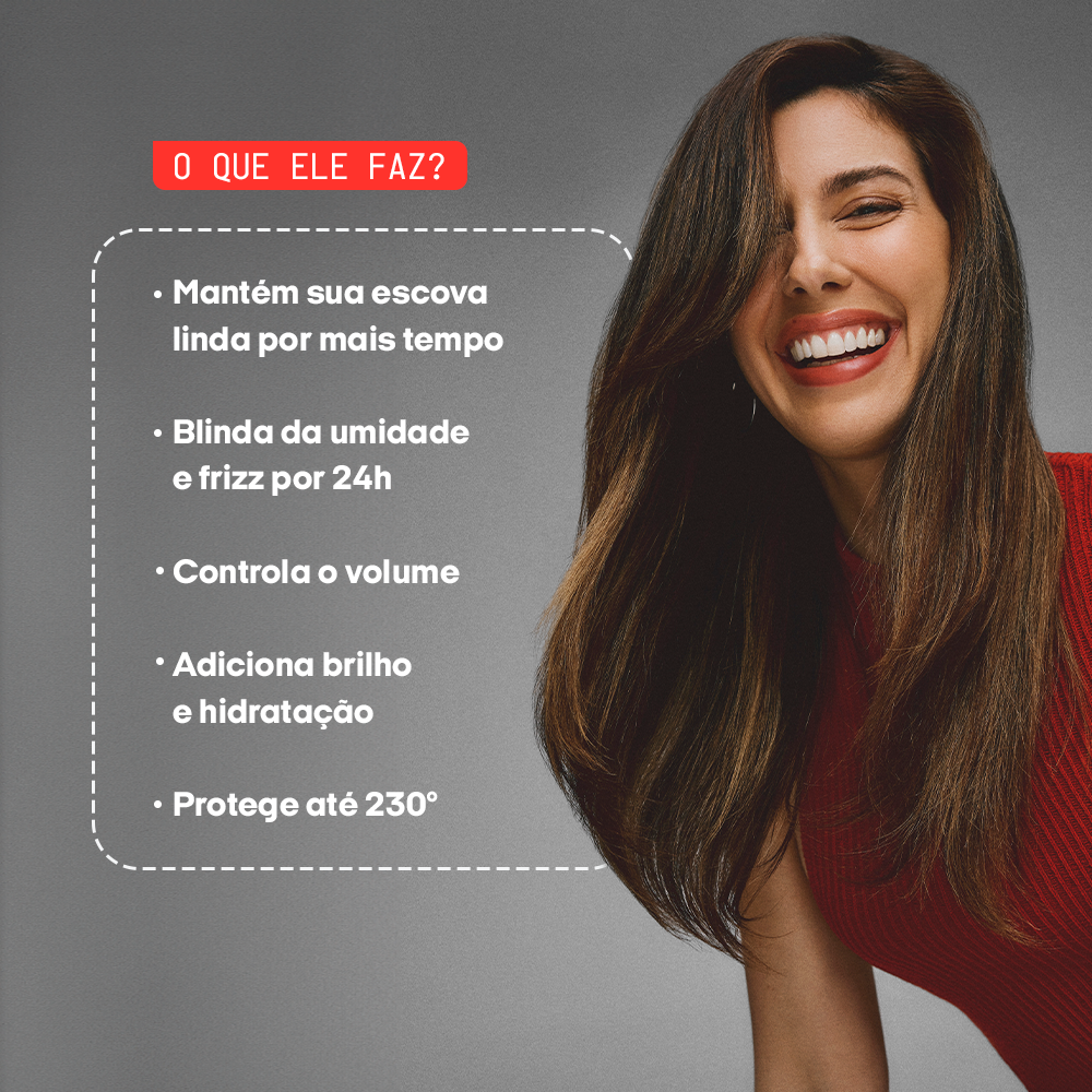 Aplicação do Primer liso intacto GE Beauty antes da escova para proteção contra o calor
